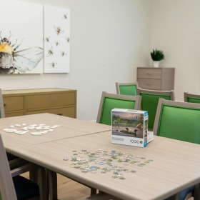 game room tables with puzzles